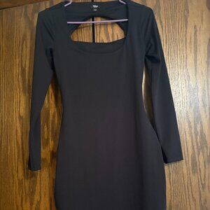 3/4 sleeve mini black dress
